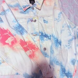 Wild Fable Tie-Dye Denim Jacket in Blue & Pink